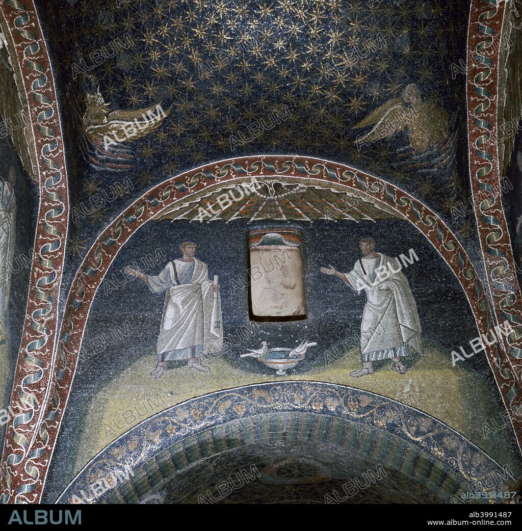 Mosaic of St Paul (left) and St Peter (right) in the Mausoleum of Galla Placidia, 5th century.