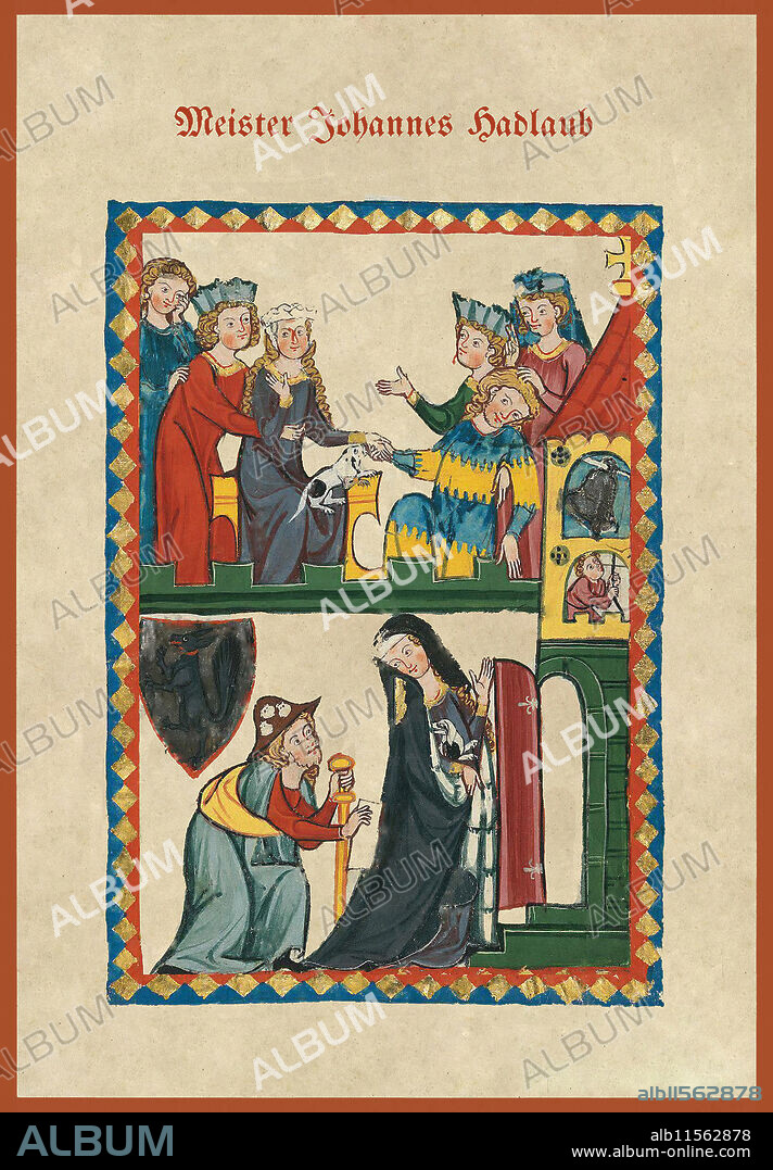 CODEX MANESSE. medieval songbook; Master John Hadlaub was a citizen of the city of Zurich, where he in 1302 at Neumarkt bought a house and died in a March 16 before 1340. His poems are from the late period of minnesong (1300).  Congratulations are in order.