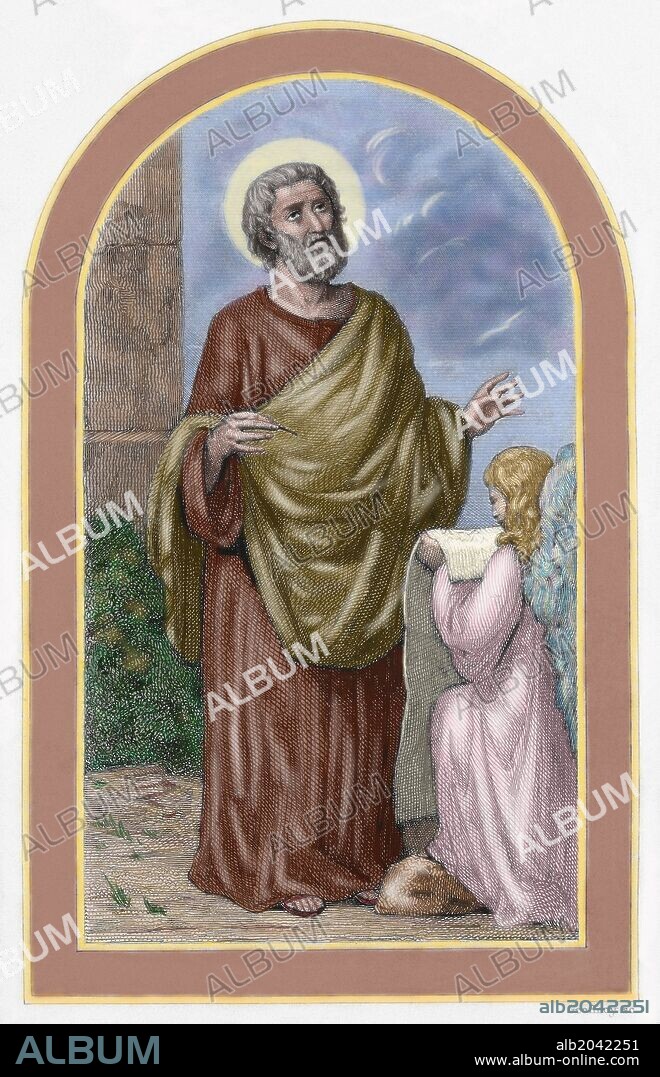 Matthew the Apostle also known as Saint Matthew. One of the twelve Apostles of Jesus and one of the four Evangelists. Colored engraving.