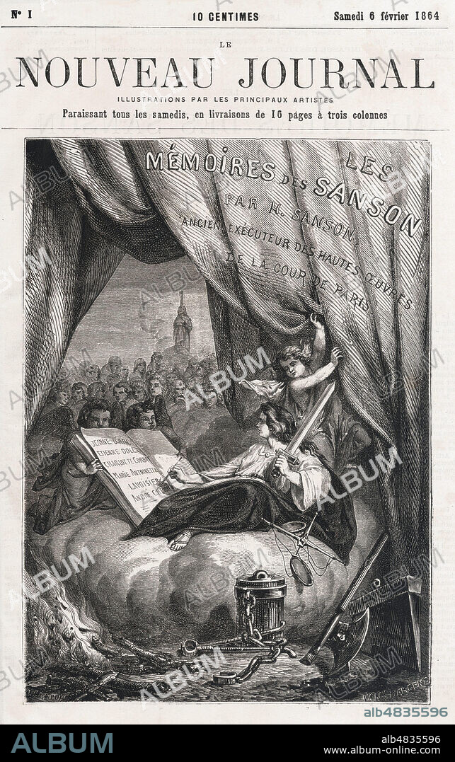 Les Mémoires des Sanson par Henri-Clement SANSON (1799-1889). Illustration de Yan' DARGENT (1824-1889) pour reprises dans le 1er numero de Le Nouveau Journal du 6 fevrier 1864. Credit : Collection Jonas/Kharbine-Tapabor.