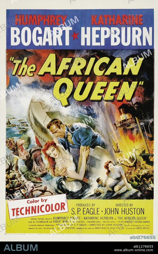 Plakat zu THE AFRICAN QUEEN, 1951, unter der Regie von JOHN HUSTON. Copyright UNITED ARTISTS.