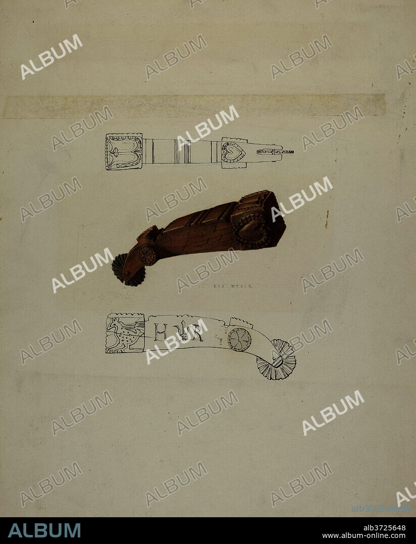 ROY WEBER. Pa. German Pie Marker. Dated: c. 1938. Dimensions: overall: 40.9 x 31.8 cm (16 1/8 x 12 1/2 in.). Medium: watercolor, pen and ink, and graphite on paper.