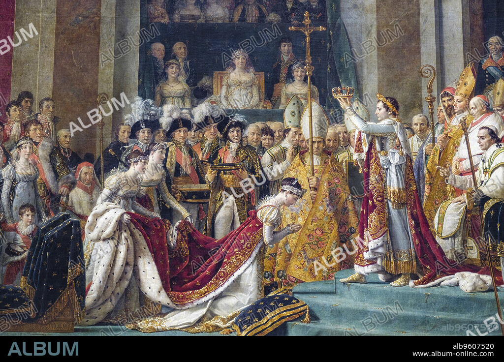 La consagración de Napoleón, . (Le Sacre de Napoleón),J acques-Louis David, 1807, Óleo sobre lienzo, Neoclasicismo, Museo del Louvre,museo nacional de Francia, Paris, France,Western Europe.