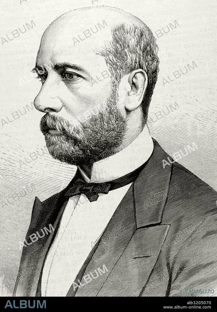 Eduardo Gasset y Artime (1832-1884). Político de la Unión Liberal y periodista español. Ministro de Ultramar en 1872. Fundó el diario El imparcial en el año 1867, de tendencia liberal. Grabado por A. Carretero. La Ilustración Española y Americana, 1884.