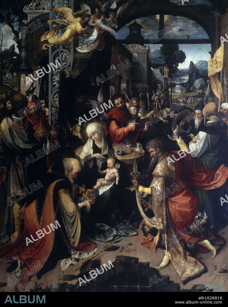 JAN DE BEER. Adoration of the Magi Jean de Beer,  oil on Board,  (1504-1536),  Italy,  Milan,  Pinacoteca di Brera.