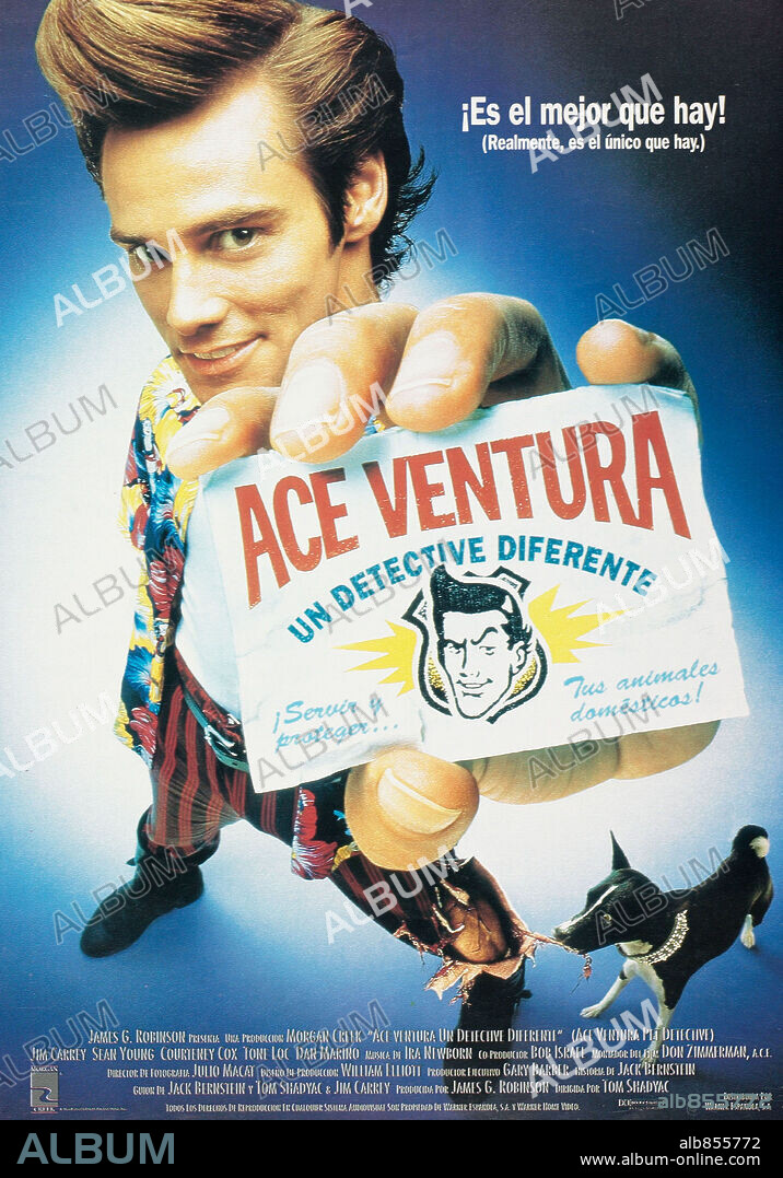 Poster de ACE VENTURA, UN DETECTIVE DIFERENTE, 1994 (ACE VENTURA: PET DETECTIVE), dirigida por TOM SHADYAC. Copyright WARNER BROTHERS.