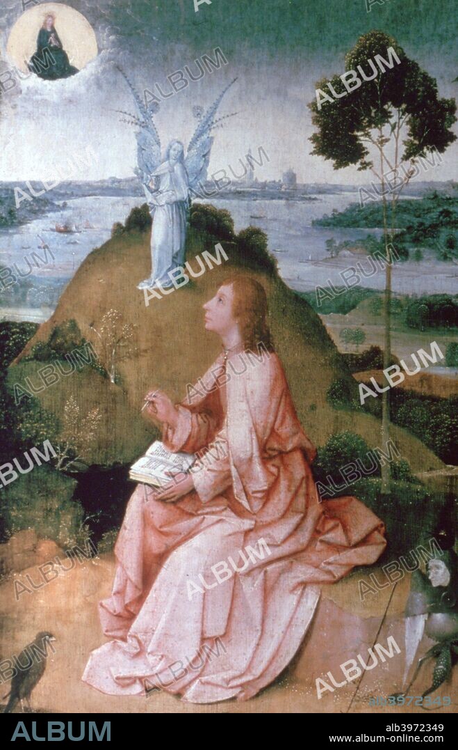 'St John the Evangelist on Patmos', 1504-1505. According to the Bible, St John witnessed and recorded a vision sent by Jesus whilst in exile on the Greek island of Patmos.