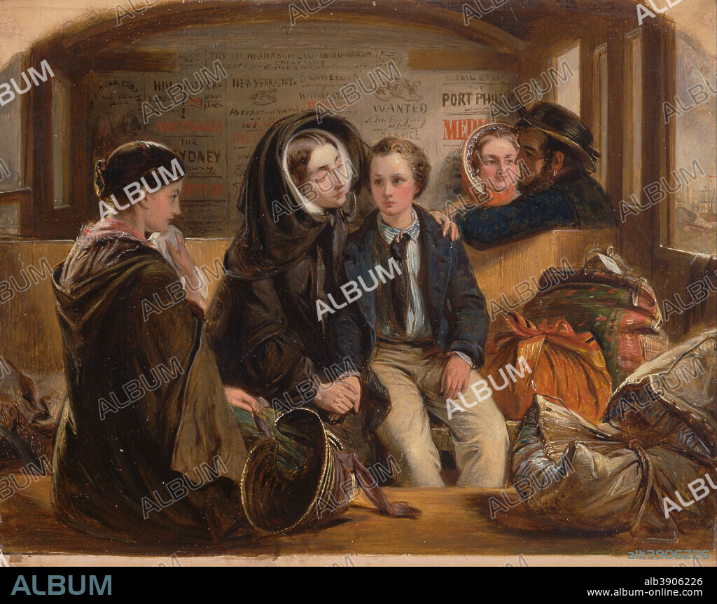 ABRAHAM SOLOMON. Second Class - The Parting. "Thus part we rich in sorrow, parting poor.". Date/Period: 1855. Painting. Oil on panel. Height: 203 mm (7.99 in); Width: 254 mm (10 in).