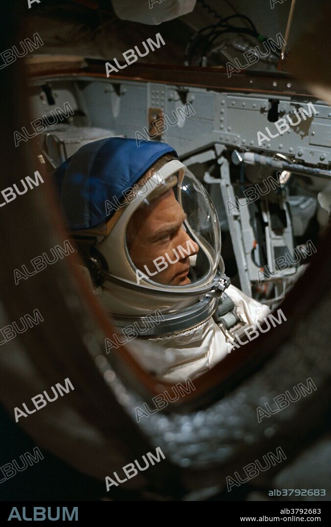 Astronaut Edwin E. Aldrin Jr., Gemini- 2 pilot, is seen in the Gemini 12 spacecraft in the white room atop Pad 19 awaiting the final minutes of the prelaunch countdown. Astronaut James A. Lovell Jr. (out of frame) is the command pilot. The liftoff was at 3:46 p.m. (EST), November 11, 1966. Gemini 12 (officially Gemini XII) was a 1966 manned spaceflight in NASA's Project Gemini. It was the 10th and final manned Gemini flight. Commanded by Gemini VII veteran James A. Lovell, the flight featured three periods of extravehicular activity (EVA) by rookie Edwin "Buzz" Aldrin, lasting a total of 5 hours and 30 minutes. It also achieved the fifth rendezvous and fourth docking with an Agena target vehicle. Gemini XII marked a successful conclusion of the Gemini program, achieving the last of its goals by successfully demonstrating that astronauts can effectively work outside of spacecraft. This was instrumental in paving the way for the Apollo program to achieve its goal of landing a man on the Moon by the end of the 1960s.