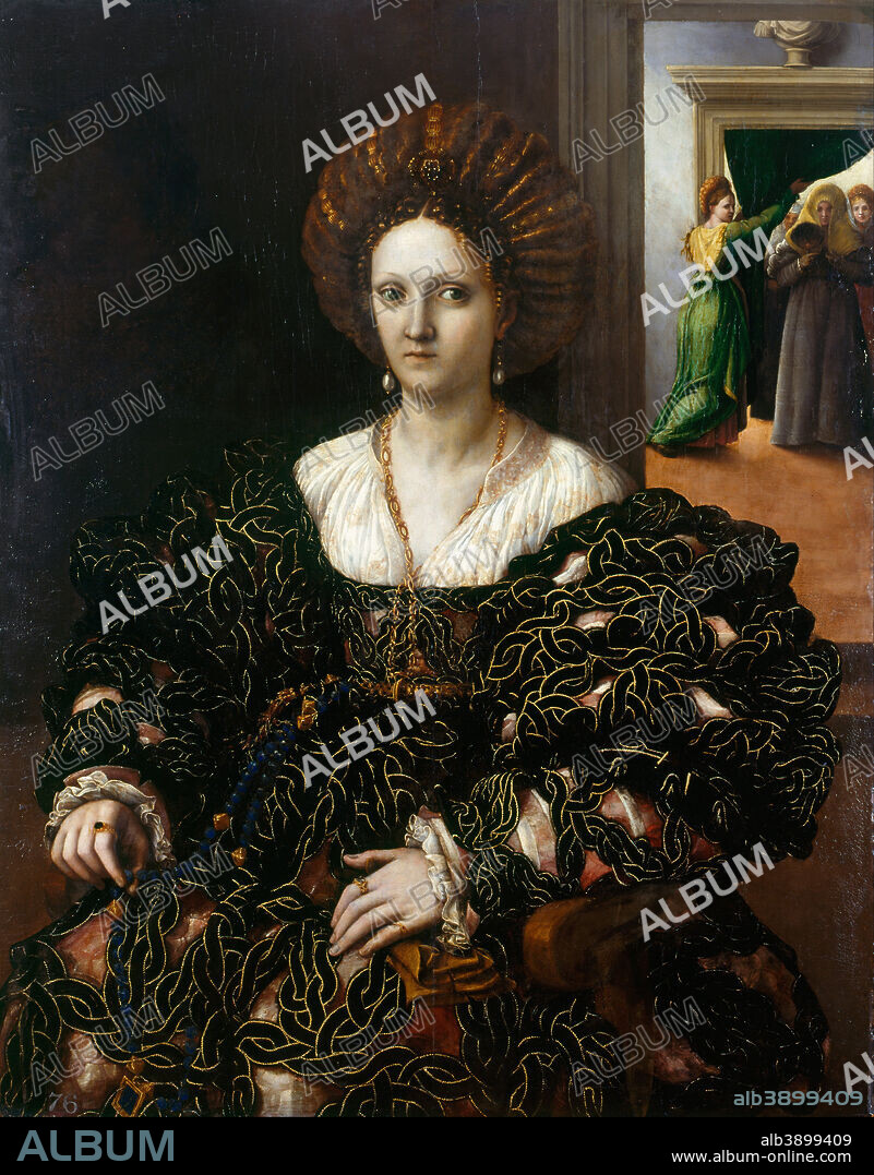 GIULIO ROMANO. Margherita Paleologo (1510-66). Date/Period: 1531. Painting. Oil on panel. Height: 115.5 cm (45.4 in); Width: 90 cm (35.4 in).