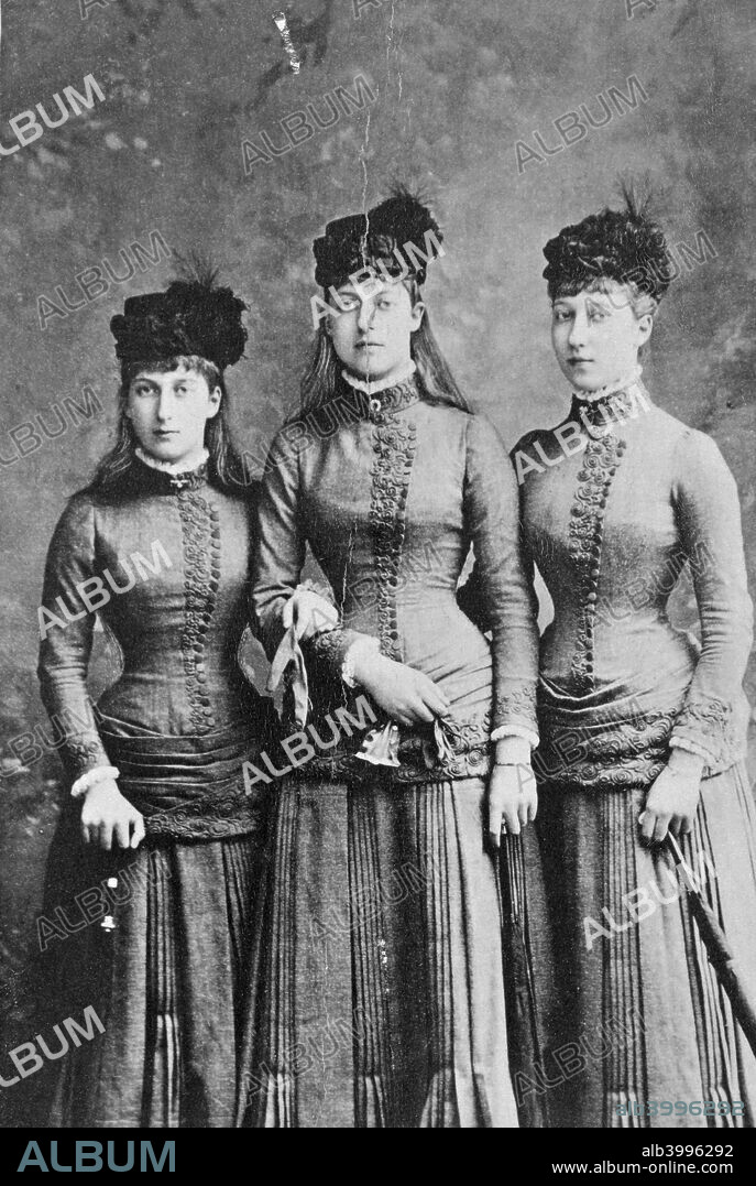 Daughters of King Edward VII; Princess Maud, Louisa and Victoria of Wales, 1886.