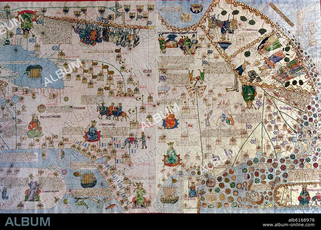 ABRAHAM CRESQUES (1325-1387). Catalan Atlas: Detail of Asia - 1375.