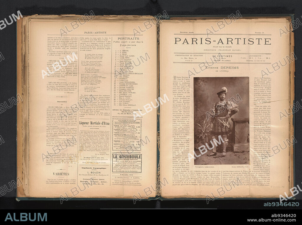 Portrait of Etienne Dereims, Wilhelm Benque (mentioned on object), Lemercier (fotograaf) (mentioned on object), Paris, c. 1875 - c. 1884, paper, height 189 mm × width 120 mm.