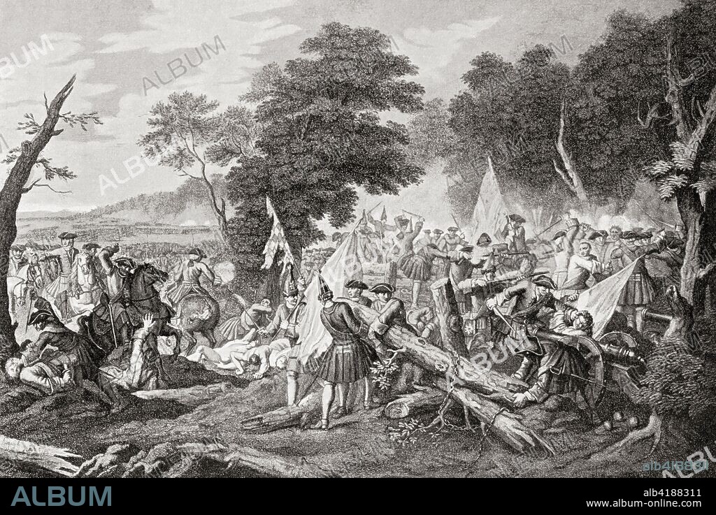 The Battle of Malplaquet, 11 September 1709, one of the main battles of the War of the Spanish Succession.  From Hutchinson's History of the Nations, published 1915.