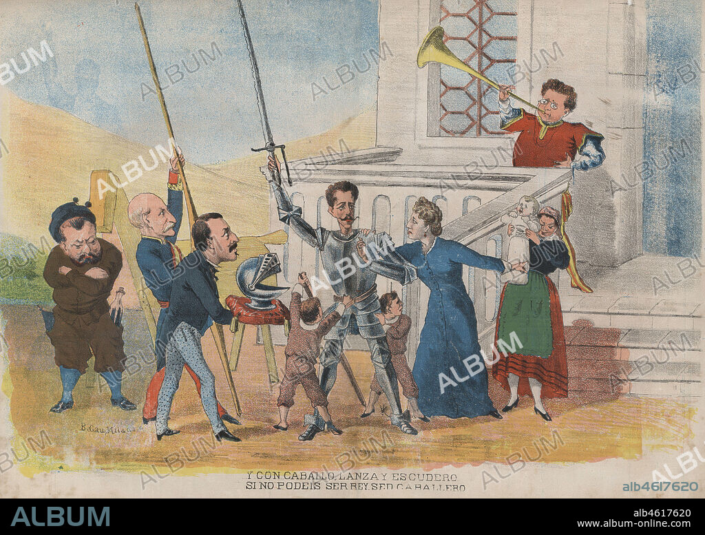 La Correspondencia del Diablo. Dibujo satírico. Abdicación del rey Amadeo I de España (1845-1890) y proclamación de la Primera República. Febrero de 1873.