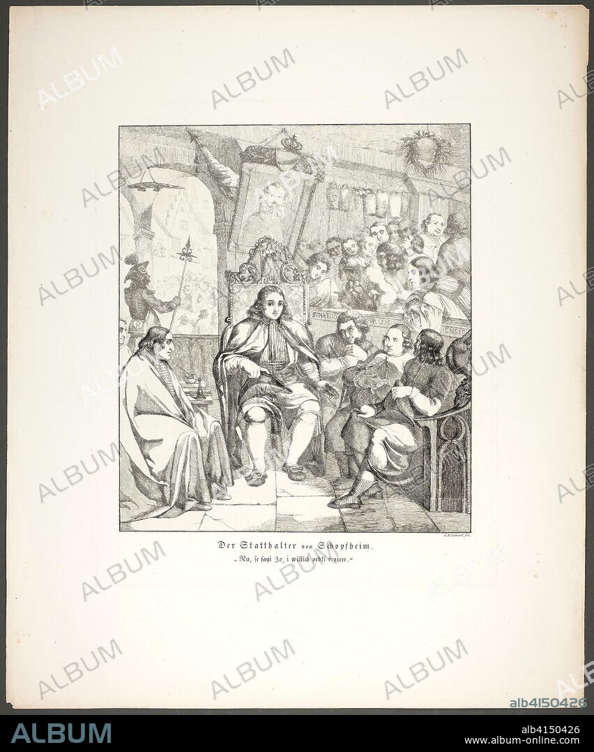 The Governor of Schopfheim, plate eight from Zehn Blätter zu Hebels Alemannischen Gedichten. Sophie Reinhard (German, 1777-1843); published by Mohr und Winter. Date: 1820. Dimensions: 318 x 262 mm (plate); 461 x 379 mm (sheet). Etching on cream wove paper. Origin: Germany.