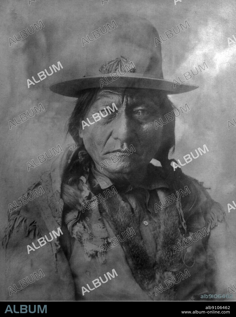 Portrait of Sitting Bull. Sioux. Hunkpapa Sioux (1831-1890). Sitting Bull, Lakota Medicine Man and Chief was considered the last Sioux to surrender to the U.S. Government.. In the early 1850s, the Lakota (Sioux) had begun to feel the pressure of the white expansion into the Western United States. Sitting Bull did not participate in the resistance until 1863 when the settlers threatened the Hunkpapa hunting grounds. He had distinguished himself from an early age as a leader, killing his first buffalo at ten and "counting coup" (touching the enemy without their knowing) at fourteen. Because of his leadership during these times he was named principle chief of the Teton Sioux Nation in 1867.