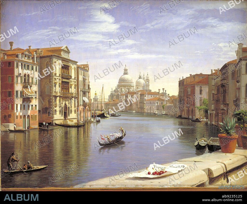 PETER CHRISTIAN THAMSEN SKOVGAARD. View of the Grand Canal, Venice. In the Background S. Maria della Salute, 1854.
