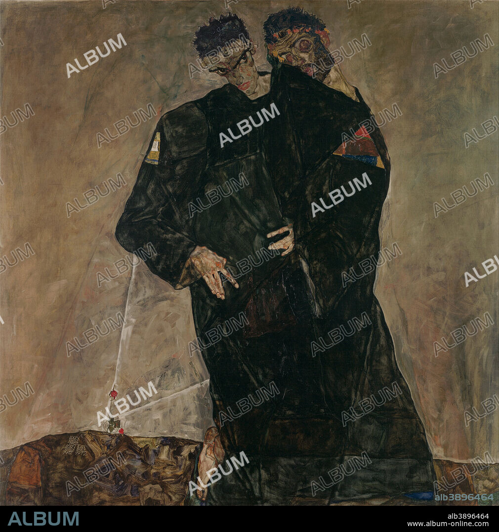 EGON SCHIELE. "Die Eremiten" The Hermits. Date/Period: 1912. Painting. Height: 1,810 mm (71.25 in); Width: 1,810 mm (71.25 in).