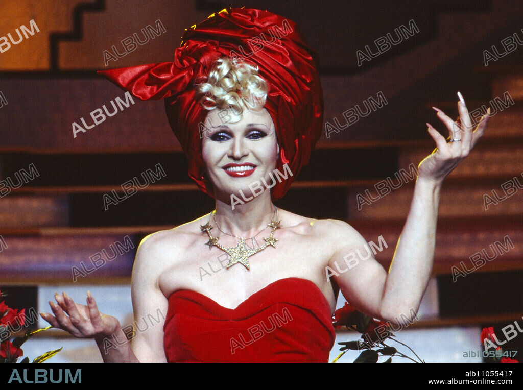 Mary aka Georg Preusse performing as a diva in the show, Germany around 1993.