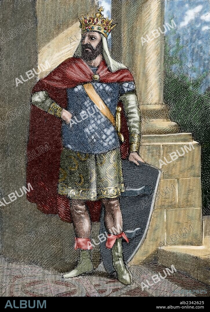 Liuvigild (c.525-586). Visigothic King. Engraving. Colored.