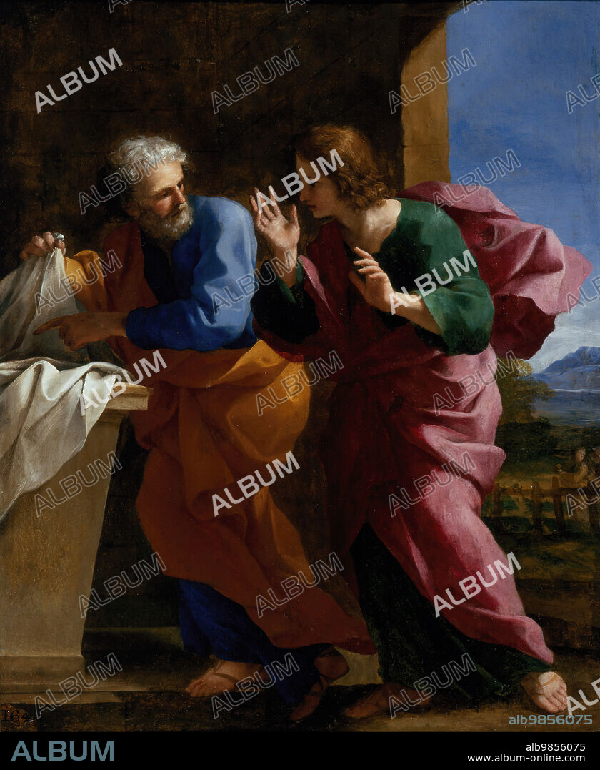 GIOVANNI FRANCESCO ROMANELLI. St. John and St. Peter at Christ's Tomb, c1640.