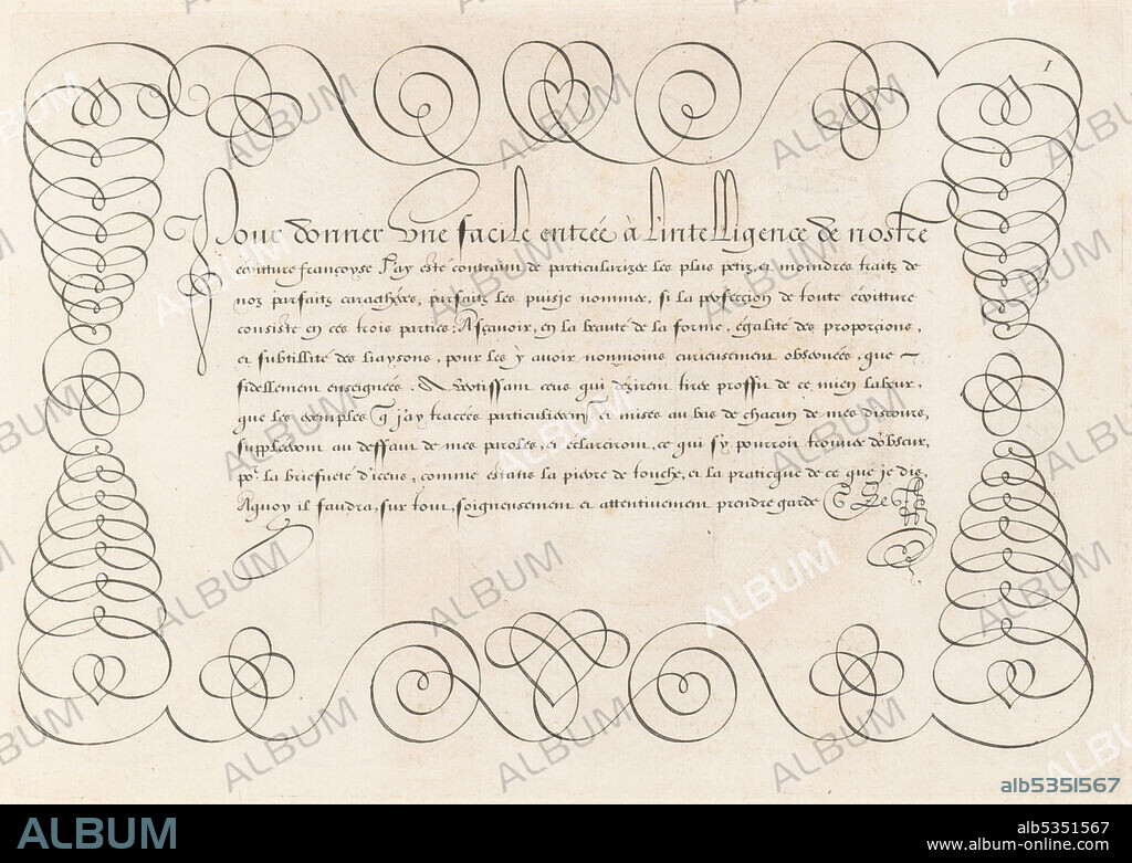 SIMON WYNHOUTSZ FRISIUS. La Technographie. La Rizographie. La Caligraphie, 1599. From a work on writing and calligraphy.