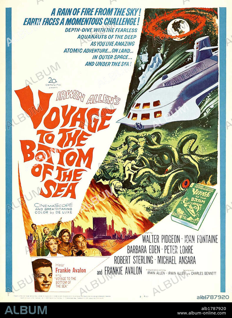 Poster de VIAJE AL FONDO DEL MAR, 1961 (VOYAGE TO THE BOTTOM OF THE SEA), dirigida por IRWIN ALLEN. Copyright 20TH CENTURY FOX.