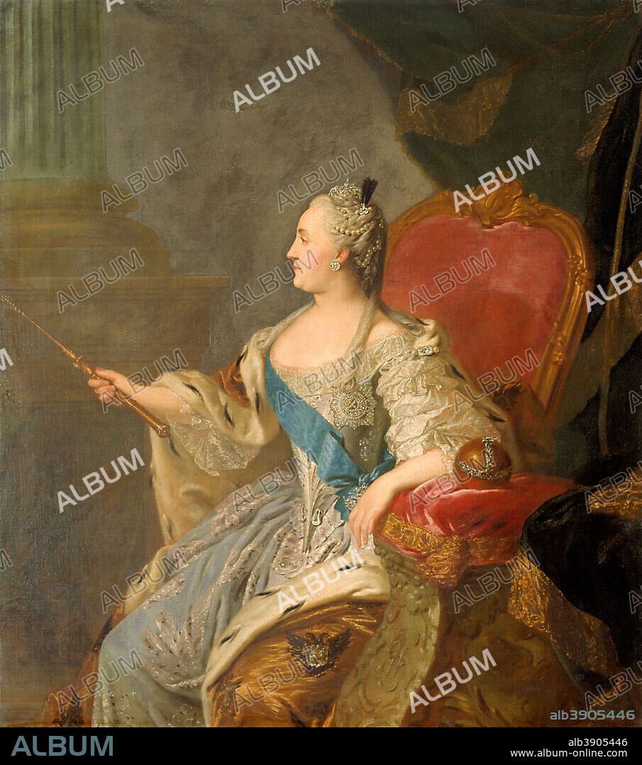 FYODOR ROKOTOV. Portrait of Catherine II. Date/Period: 1763. Painting. Oil on canvas. Height: 155.5 cm (61.2 in); Width: 139 cm (54.7 in).