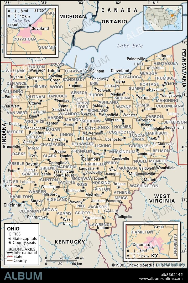 Political map of Ohio.
