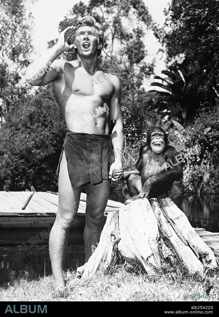 DENNIS MILLER in TARZAN, THE APE MAN, 1959, directed by JOSEPH M. NEWMAN. Copyright M.G.M.