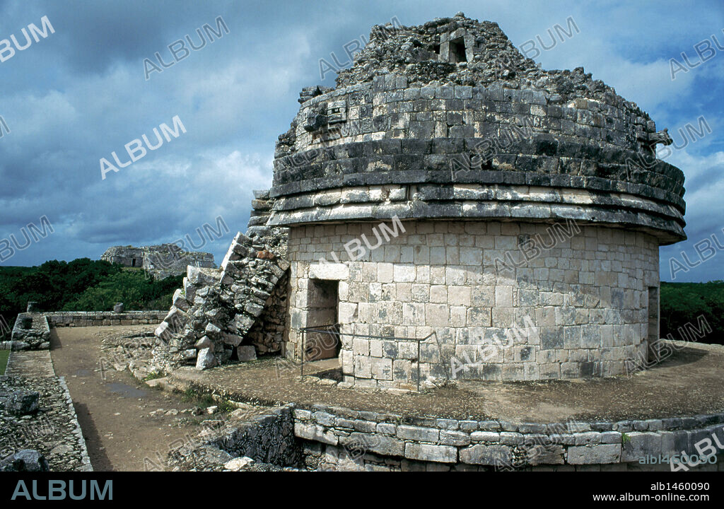 ARTE PRECOLOMBINO. MAYA. EL OBSERVATORIO O EL CARACOL. Estilo maya-tolteca. Período clásico (finales 900-1224). Detalle de la torre circular del edificio. Chichen Itzá. Estado de Yucatán. México.