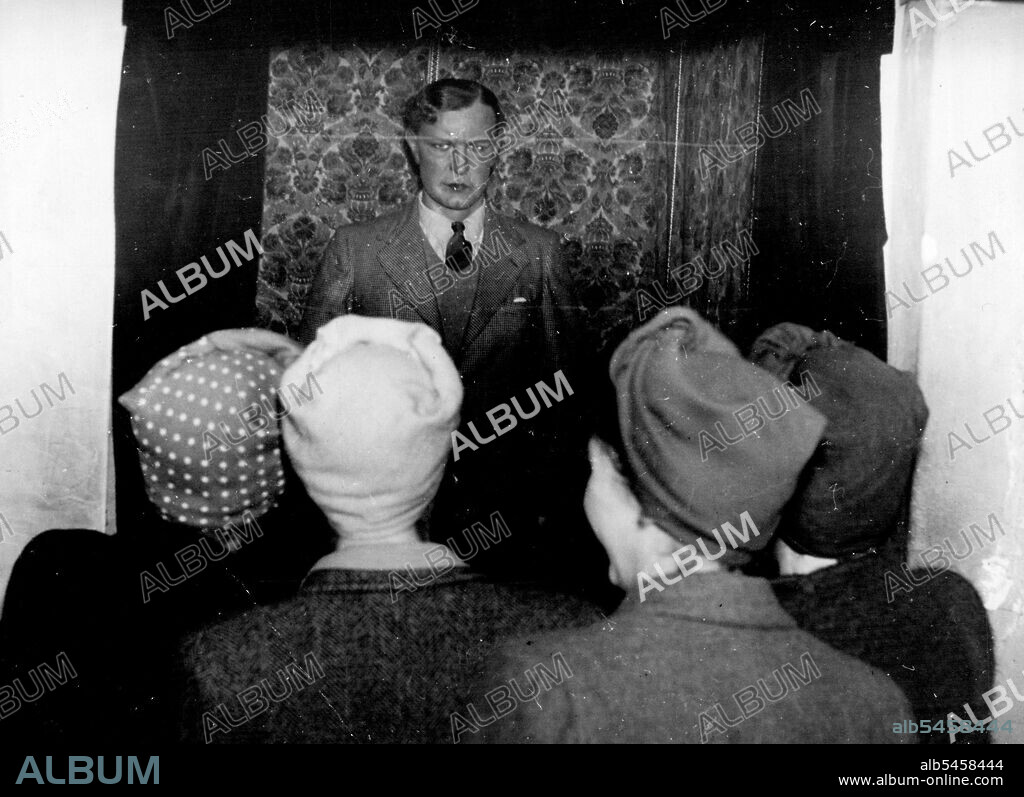 Women Queue To See "Heath" -- Women and young girls jostled with each other to catch a glimpse of Neville George Clevely Heath at Brighton, while he was actually spending his last hours in the condemned cell at Pentonville Prison, London.The "Heath" they saw was a waxwork effigy, dressed in brown sports jacket and grey flannels similar to the clothes he wore when he was arrested at Bournemouth. Admission to the waxworks costs 7d., and most people have been ignoring all other exhibits, making straight for that of Heath. Opinions have been expressed that it is "in very taste" to show the figure of a murderer Just before his death. October 15, 1946. (Photo by Mirror Features).
