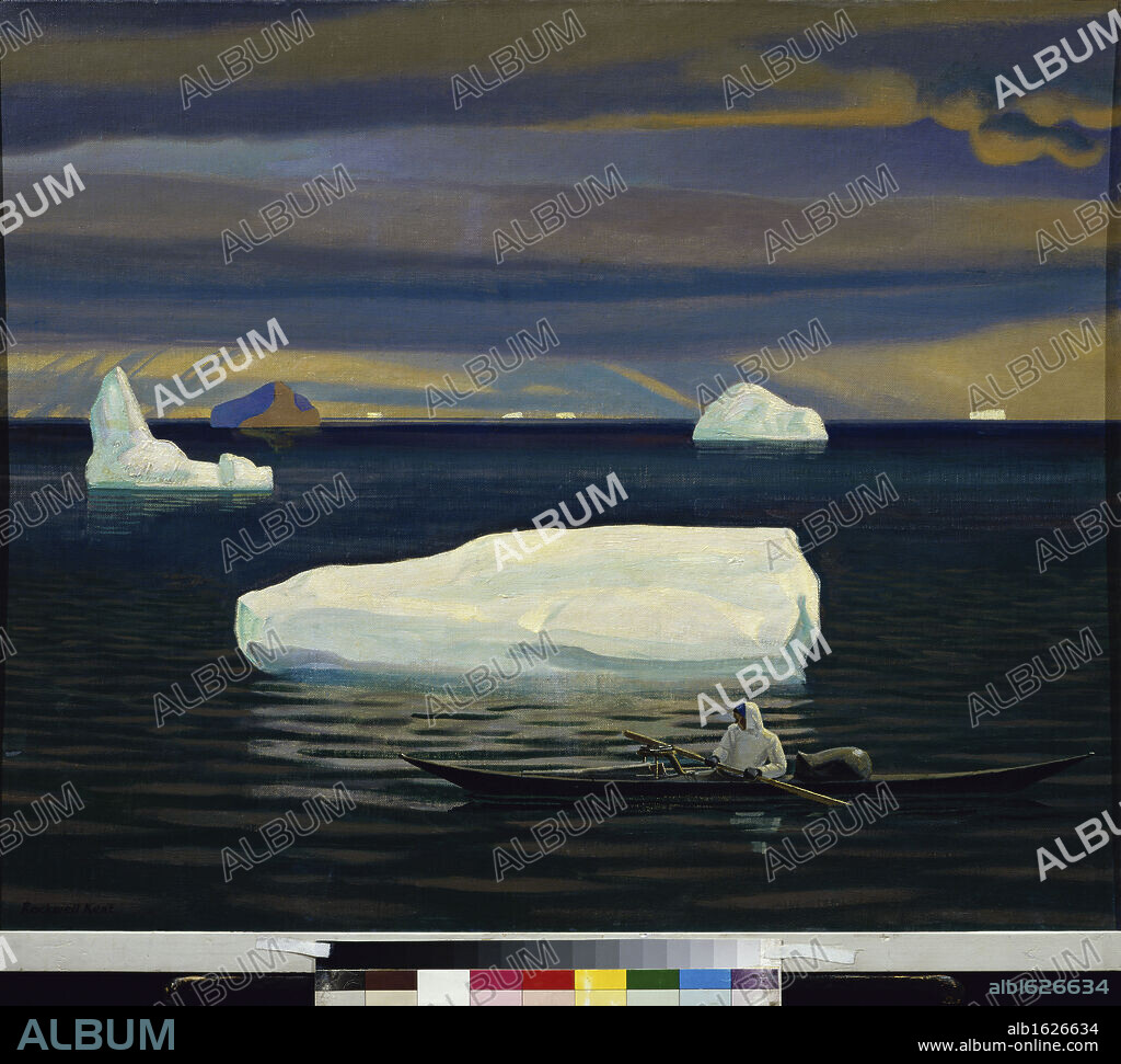 Eskimo In A Kayak, Greenland by Rockwell Kent, 1933, 1882-1971, Russia, Moscow, Pushkin Museum of Fine Arts.