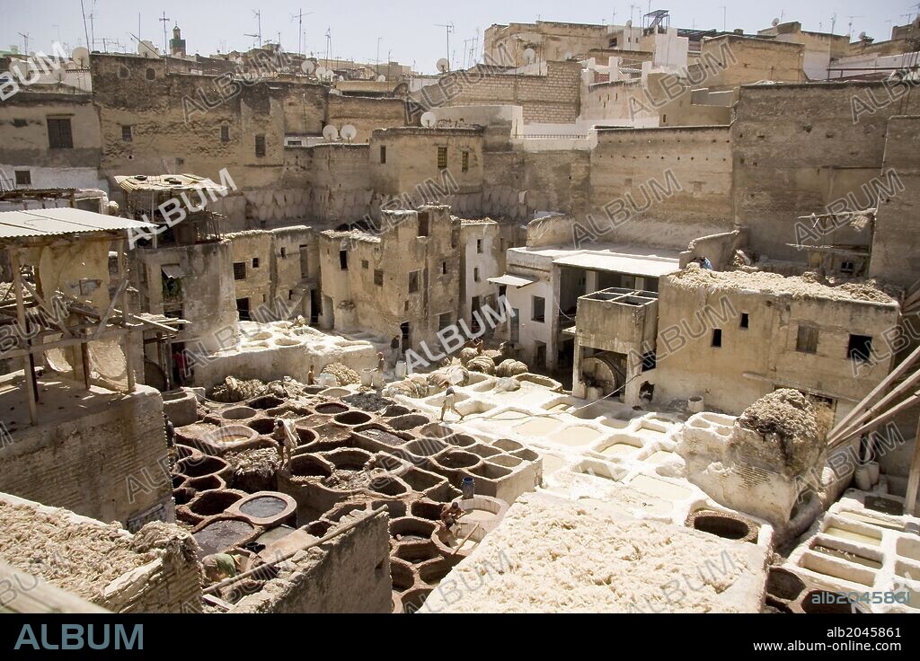 Teneria de Fez, barrio de los curtidores, Marruecos.