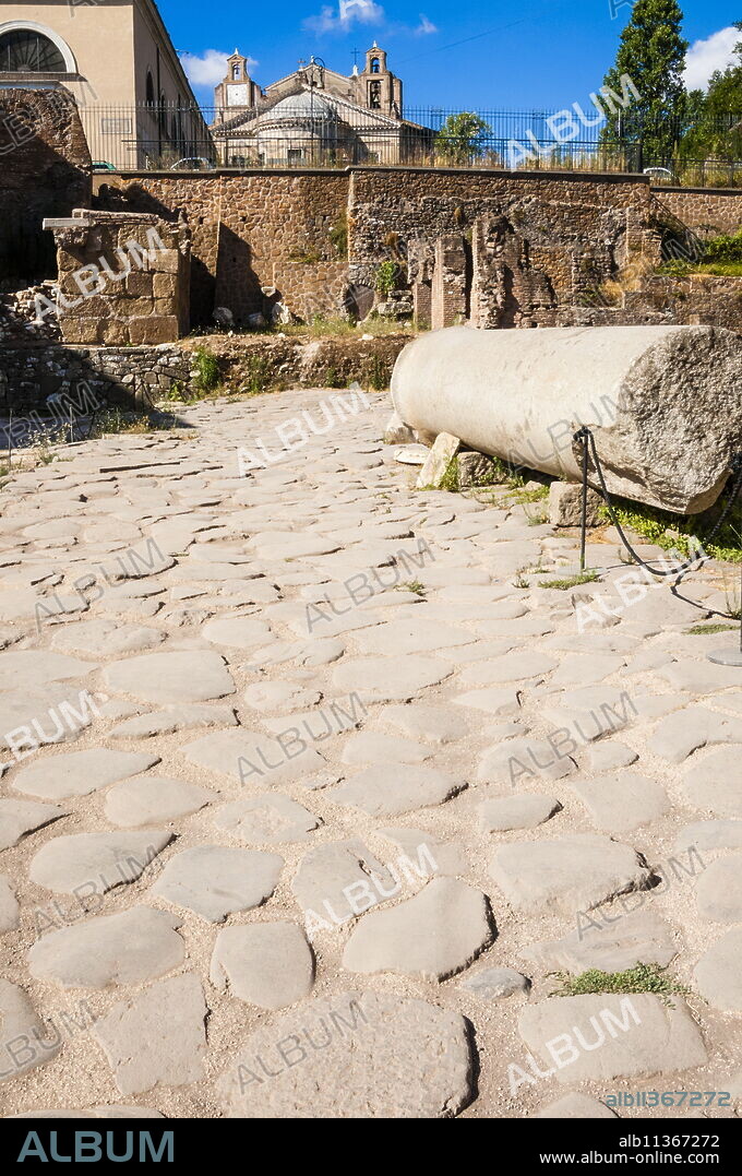 Vicus Jugarius, Roman road, Roman Forum, UNESCO World Heritage Site, Rome, Lazio, Italy, Europe.