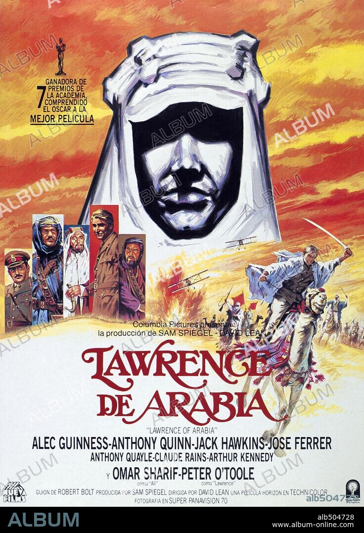 Poster of LAWRENCE OF ARABIA, 1962, directed by DAVID LEAN. Copyright COLUMBIA PICTURES.