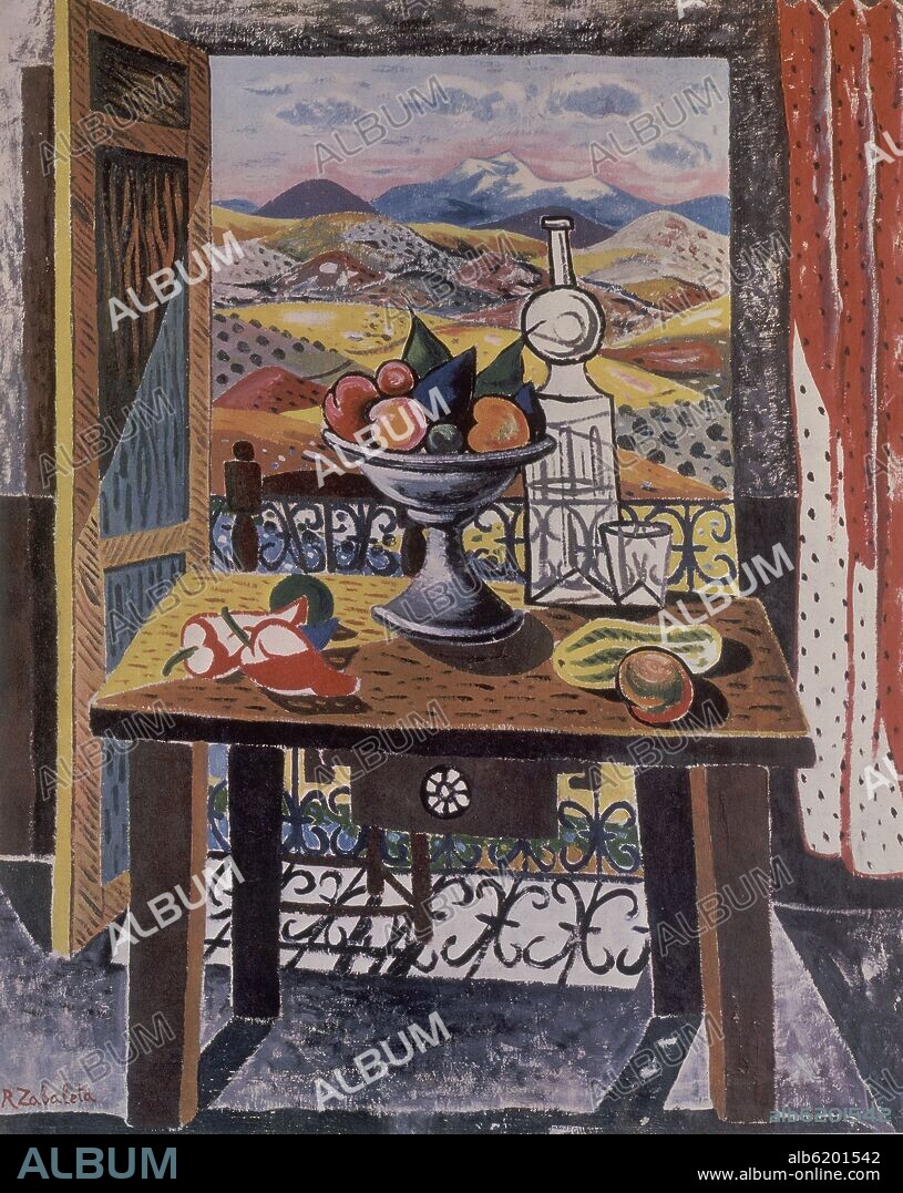 RAFAEL ZABALETA (1907-1960). PINTURA - MESA DELANTE DE UNA VENTANA.