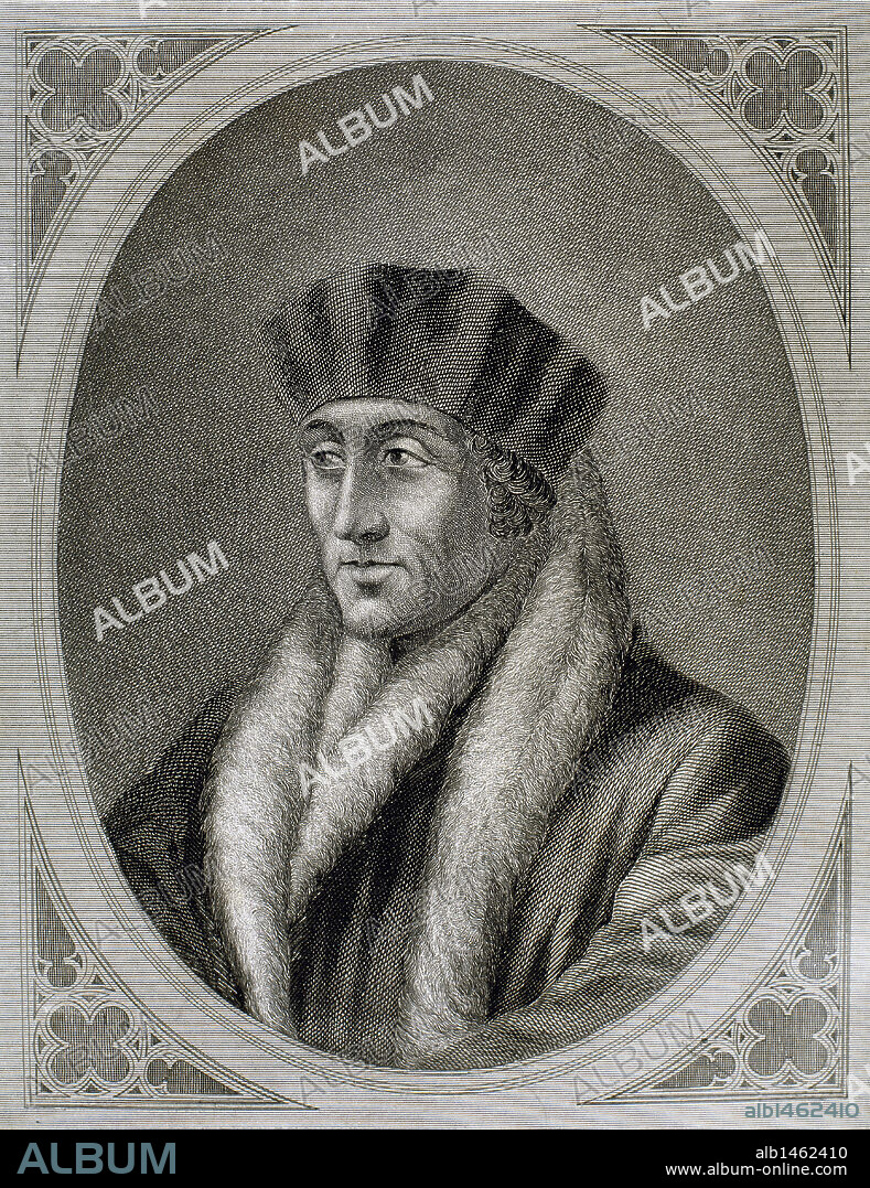 Desiderius Erasmus Roterodamus (sometimes known as Desiderius Erasmus of Rotterdam) (1466/1469-1536). Dutch Renaissance humanist and a Catholic Christian theologian. Portrait.