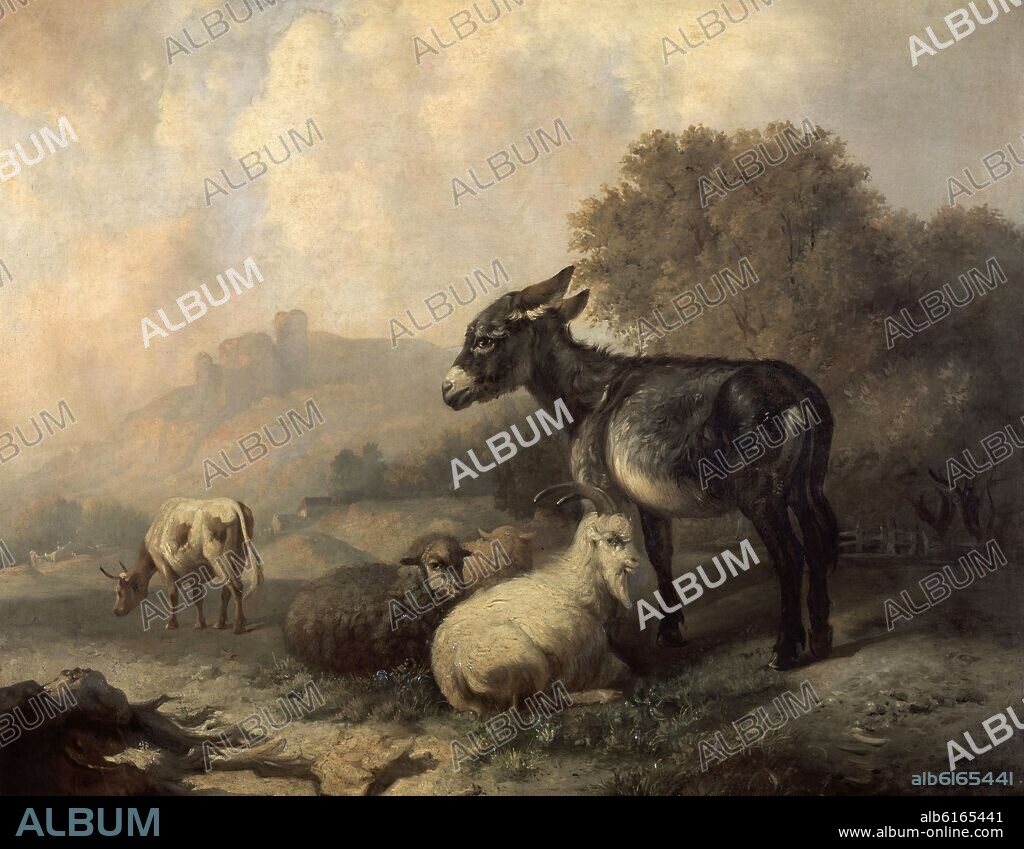 JENARO PEREZ VILLAAMIL (1807-1854). 'Paisaje con animales', 1847, Óleo sobre lienzo, 75 x 93,5 cm, CE0028.