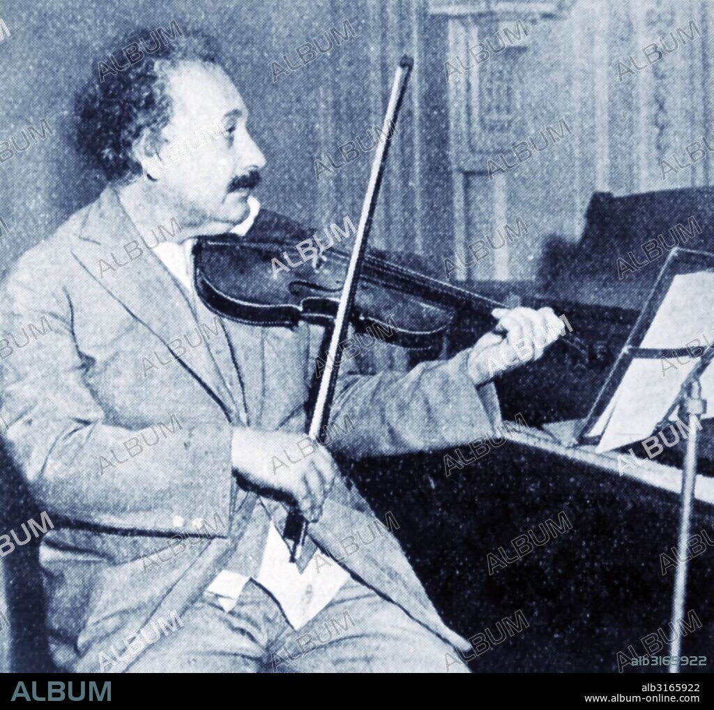 Professor Albert Einstein playing his violin.