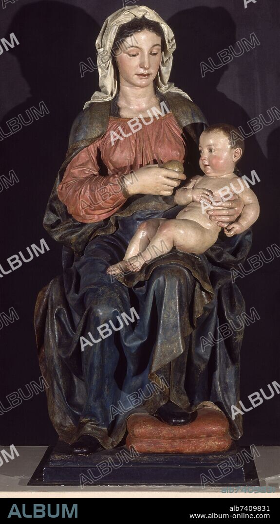 PIETRO TORRIGIANO O TORRIGIANI (1472-1528). VIRGEN DE BELEN - SIGLO XVI -  ESCULTURA EN BARRO COCIDO Y POLICROMADO.