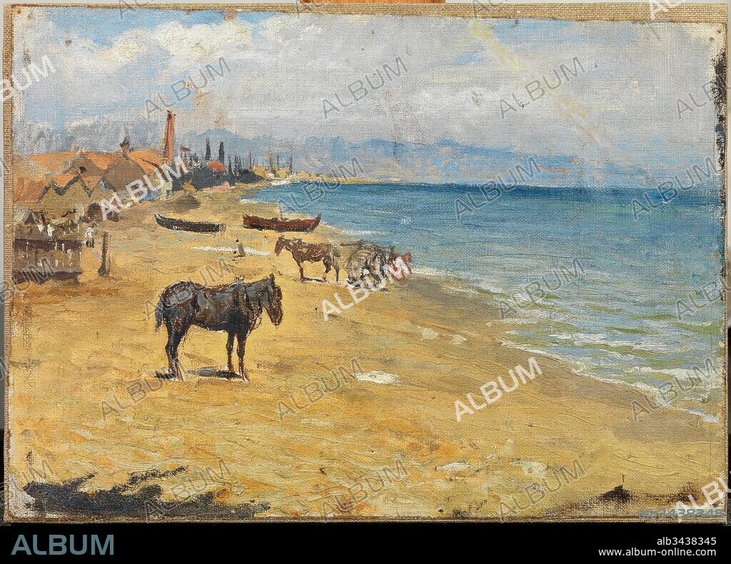 Pablo Picasso / "Beach of Barceloneta", 1896, Oil on canvas, 24.4 x 34 cm, MPB 110.073.