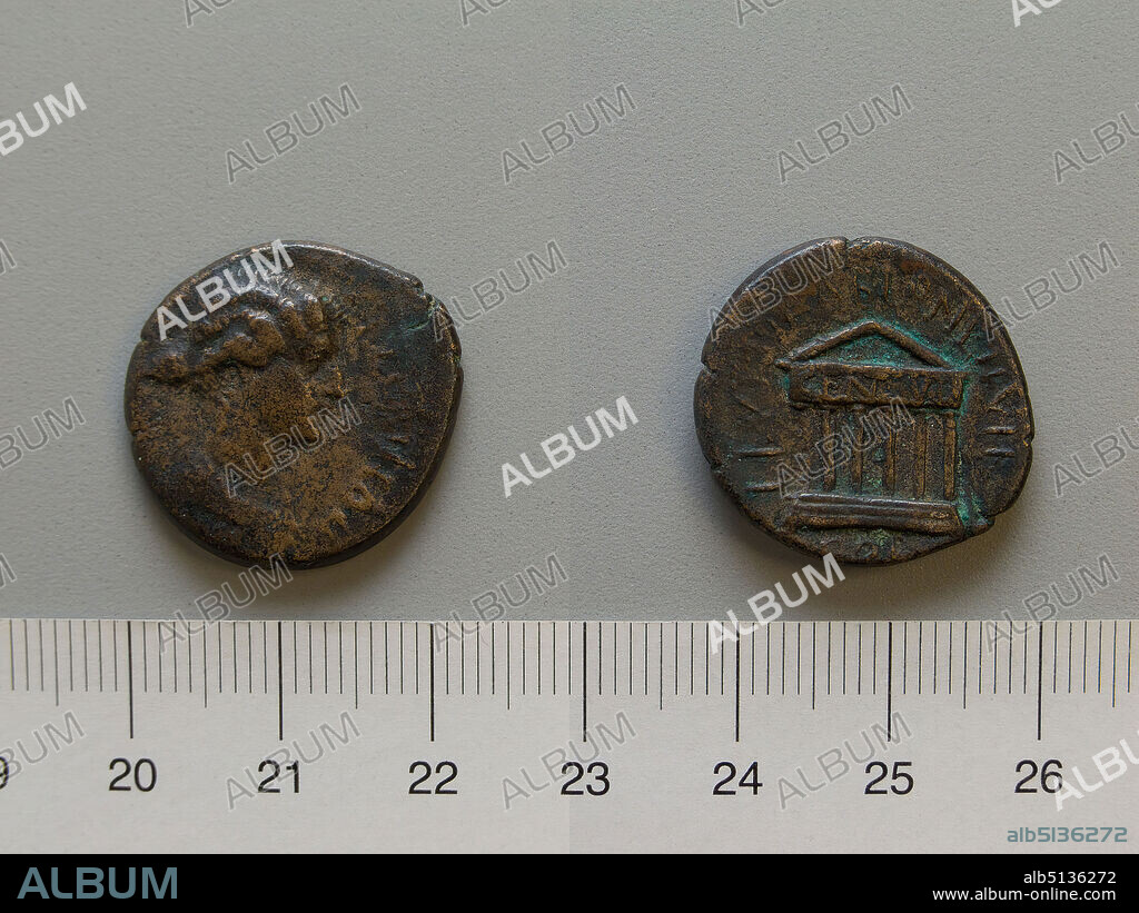 Honorand: Livia Julia Augusta, wife of Augustus and mother of the emperor Tiberius, Ruler: Tiberius, Emperor of Rome, 42 B.C.A.D. 37, Magistrate: L. Arrius Peregrinus, Magistrate: L. Furius Labeo, Mint: Corinth, Coin of Tiberius, Emperor of Rome from Corinth, A.D. 1437, Copper, 7.41 g, 7:00, 23.5 mm, Made in Corinth, Peloponnese, Greek, 1st century A.D., Numismatics.