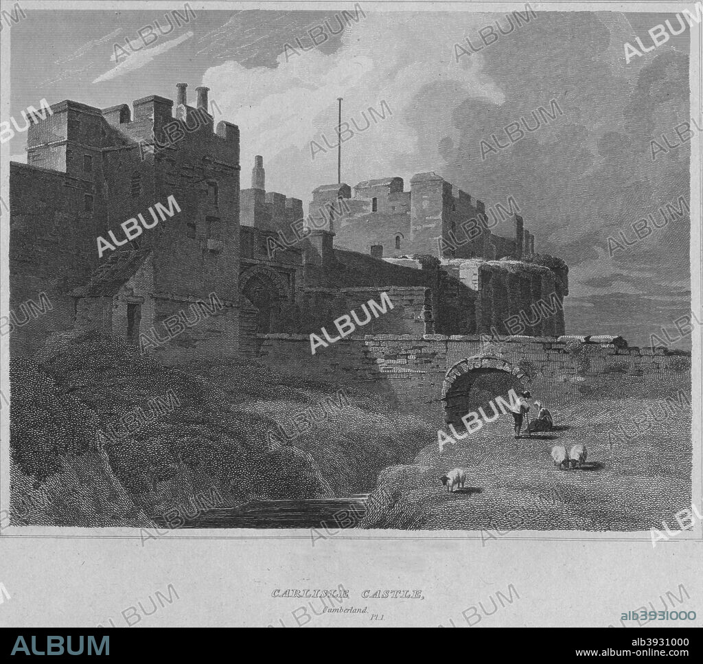 'Carlisle Castle, Cumberland. Pl.1', 1814. From The Border Antiquities of England and Scotland, Vol. II, by Walter Scott, Esq. [Longman & Co., London, 1814].