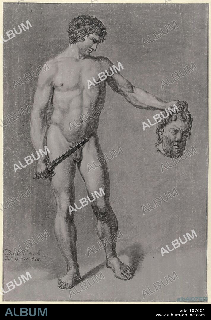 Standing male naked with a sword and a cut head. Draughtsman: Dirk Versteegh (mentioned on object). Dating: 8-Nov-1784. Measurements: h 510 mm × w 351 mm.