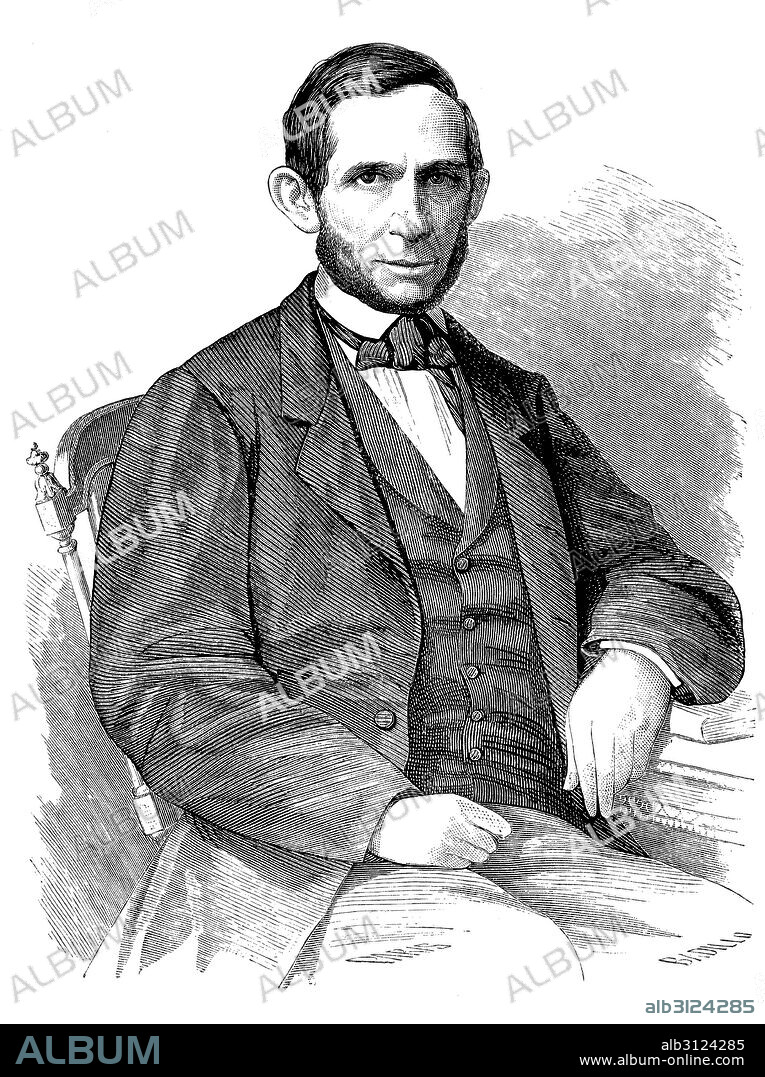 Antonio Brusi Ferrer (1815-1878). Periodista, escritor y empresario, fundador y propietario del diario de Barcelona. Grabado de 1875.