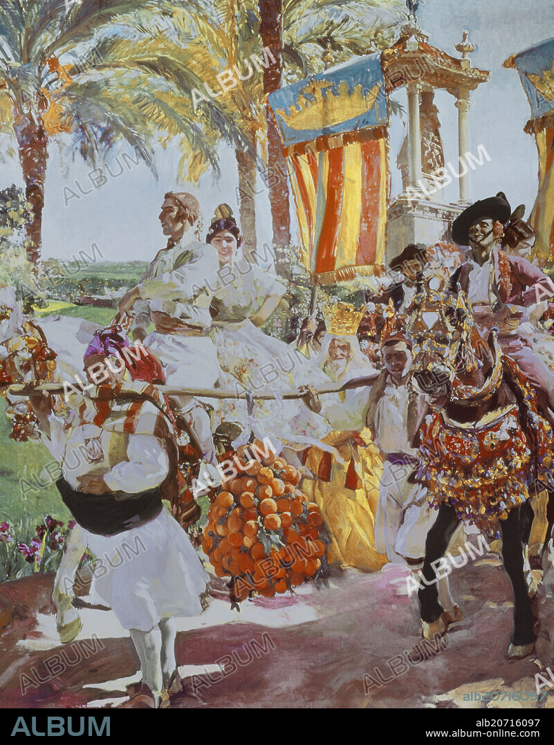 JOAQUIN SOROLLA. ROMERIA VALENCIANA - VALENCIA. LAS GRUPAS - 1916 - O/L - 351X301 CM.