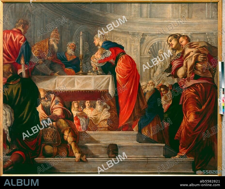 Tintoretto, also known as Jacopo Ropusti (born Jacopo Comin), 1518 - 1594, Italian painter. "The Presentation of Jesus in the Temple", c.1554. Oil on canvas, 239 × 298 cm. Galleria dell'Accademia, Venice, Italy.