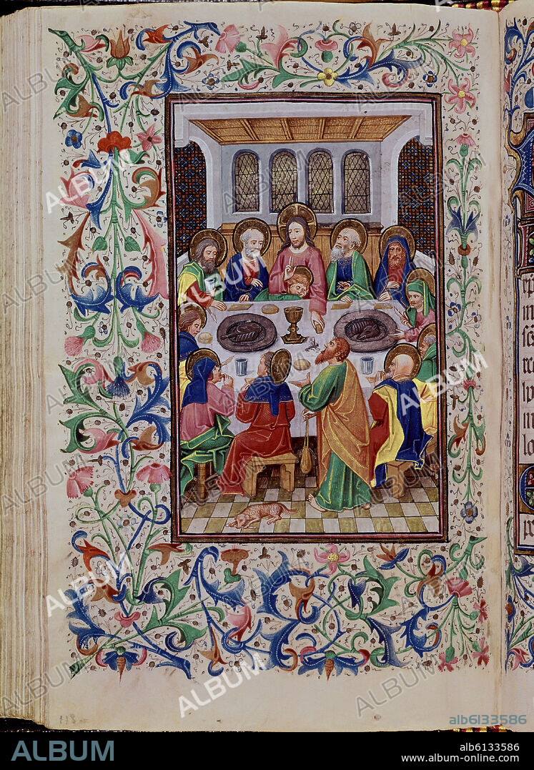 LIBRO DE HORAS DE ISABEL LA CATOLICA - FOL 118 - SANTA CENA - SIGLO XV - VITELA - 21,7x14 cm.
